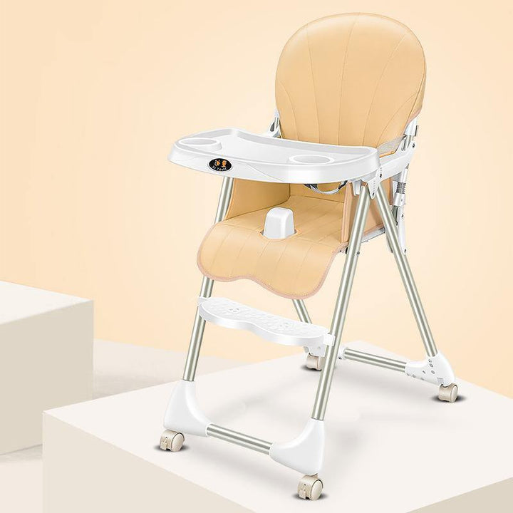 Ditong Portable Folding Baby High Chair Adjustable Plate Lockable Wheels PU Seat with Environmental Protection Material Stable for Kids - Trendha