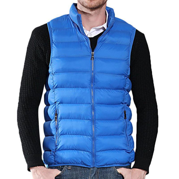 Mens Winter Lightweight Thin Sleeveless Zipper Warm Vest - Trendha