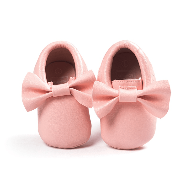 Fashion Comfortable Leather Baby Girl's Shoes with Bow - Trendha