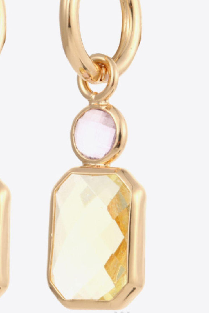 Glass Stone Decor Copper Earrings - Trendha