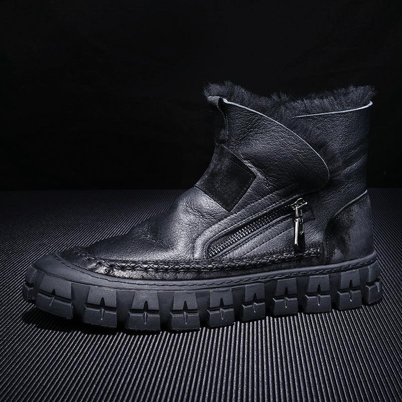 New Fur One Boot Men's Leather Wool And Fleece