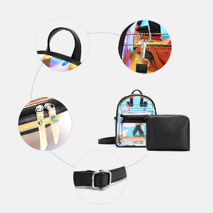 Women 2Pcs Transparent Jelly Multi-carry Mini Backpack Crossbody Bag Handbag - Trendha