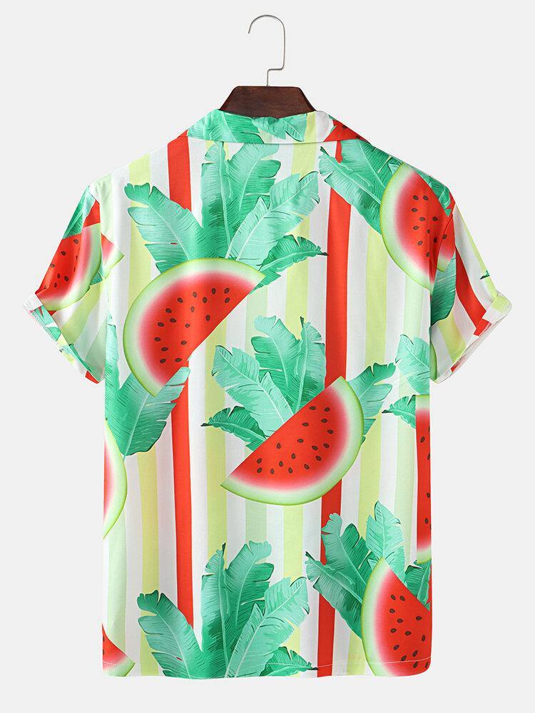 Mens Holiday Watermelon Print Casual Shirts - Trendha