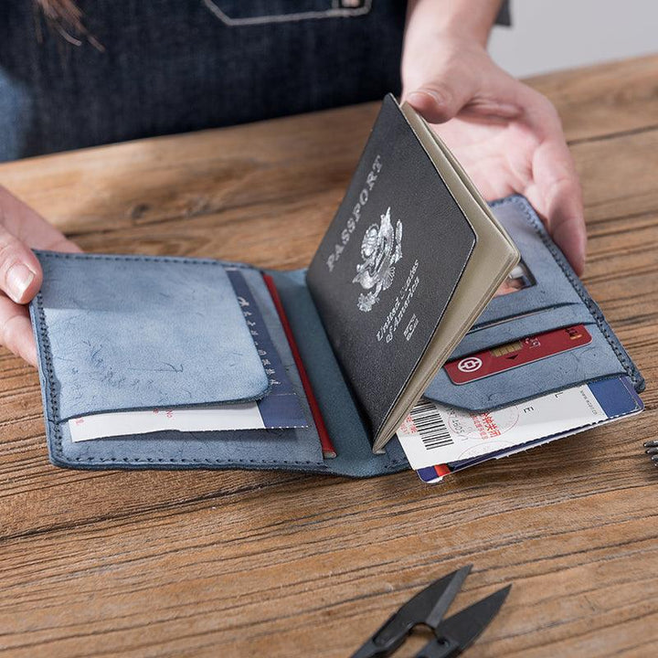 DIY Stitched Vintage Waxed Leather Travel Passport Bag Material - Trendha