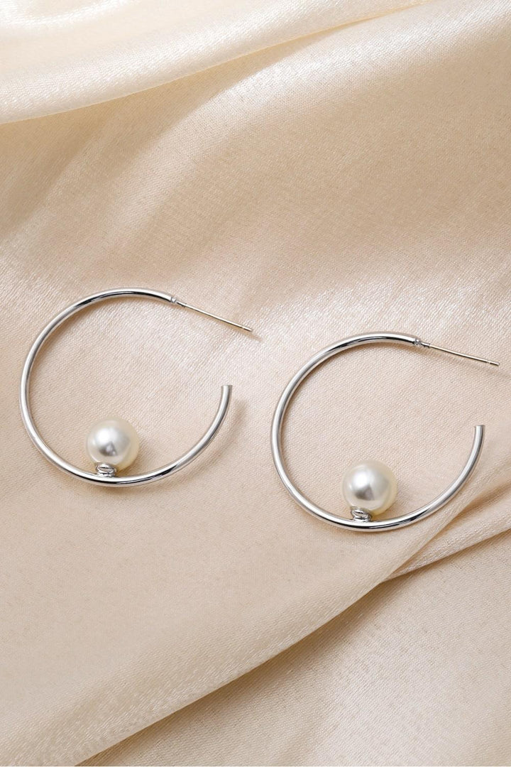 Pearl C-Hoop Earrings - Trendha