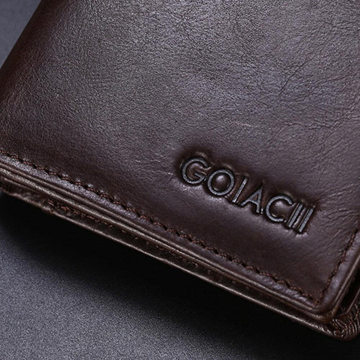 Men Genuine Leather RFID Anti-theft Retro Business Cowhide Card Holder Wallet - Trendha