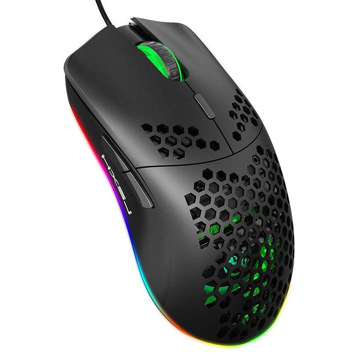 HXSJ J900 Wired Gaming Mouse Honeycomb Hollow RGB Game Mouse with Six Adjustable DPI Ergonomic Design Black Gaming Mouse for Desktop Computer Laptop PC - Trendha