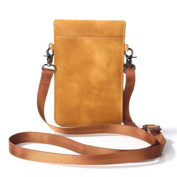 Vintage PU Leather Card Holder 6inch Phone Bag Shoulder Bag Crossbody Bags - Trendha