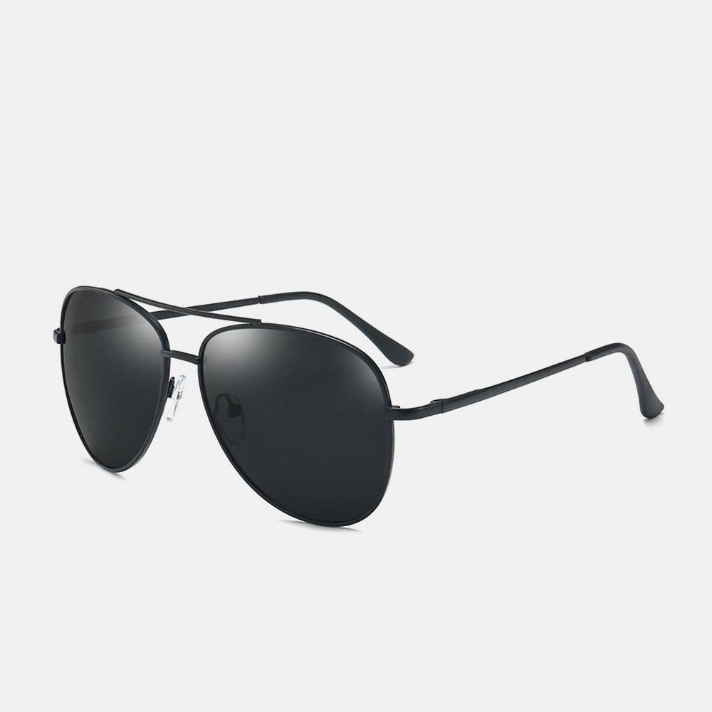 Men Metal Full Frame Narrow Sides Double Bridge UV Protection Sunglasses - Trendha