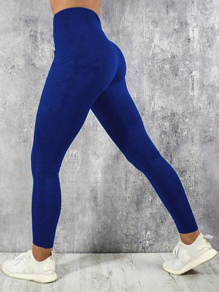 Women Solid Color Pocket Yoga Sport Bodycon Leggings - Trendha