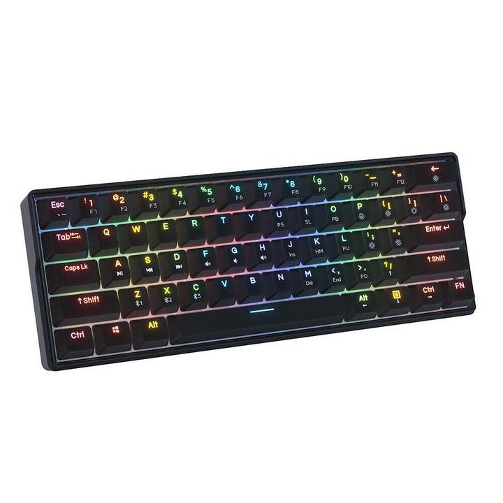 KEMOVE SnowFox 61 Keys Mechanical Gaming Keyboard 60% NKRO bluetooth 5.1 Type-C Dual Mode PBT Keycap Gateron Axis Switch Hotswappable Switches RGB Backlight Keyboard with Full Keys Programmable - Trendha