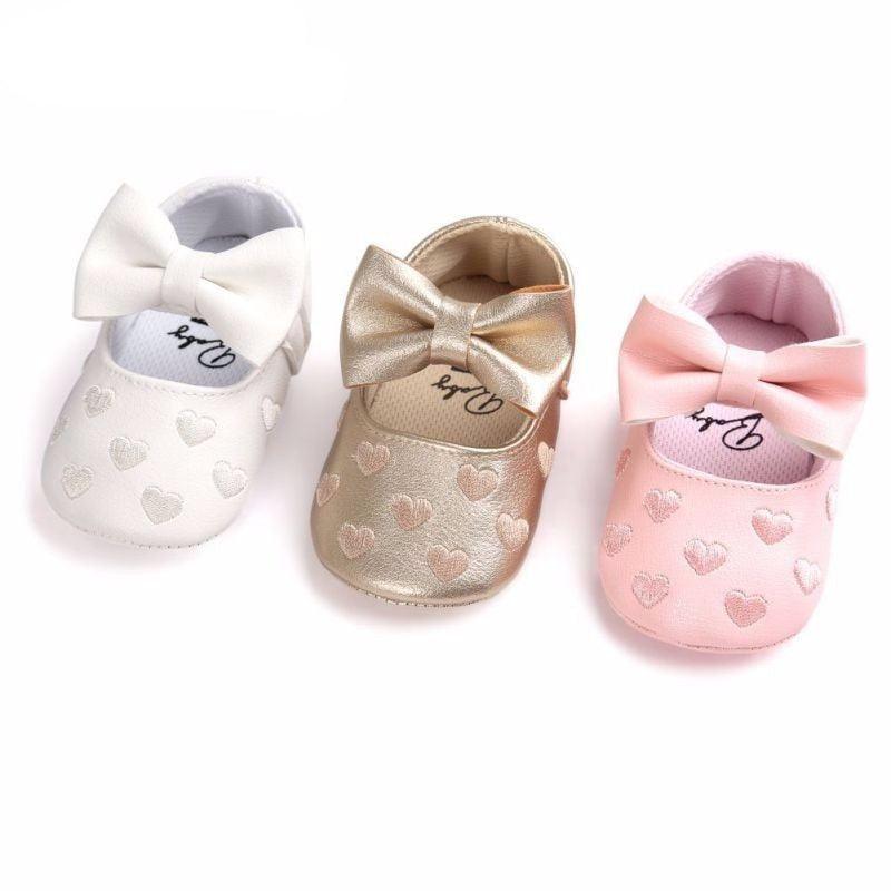 Baby Girl's Heart Printed Leather Shoes - Trendha