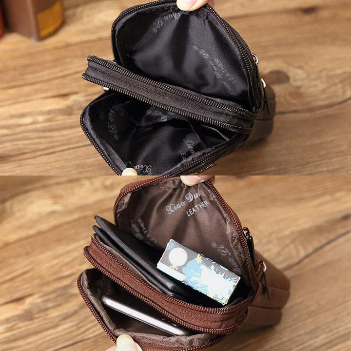 Men's Genuine Leather Mini Multifunctional Messenger 7 Inch Phone Bag Waist Bag Crossbody Bag - Trendha