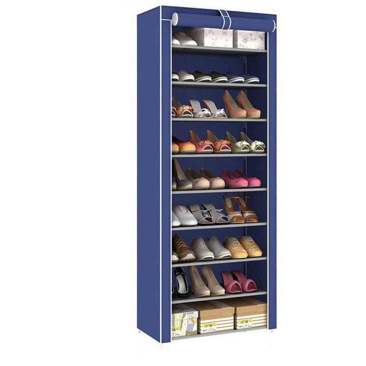 10 Tiers 9 Lattices Shoe Rack Shelf Storage Closet Organizer Cabinet With Dust Cover - Trendha