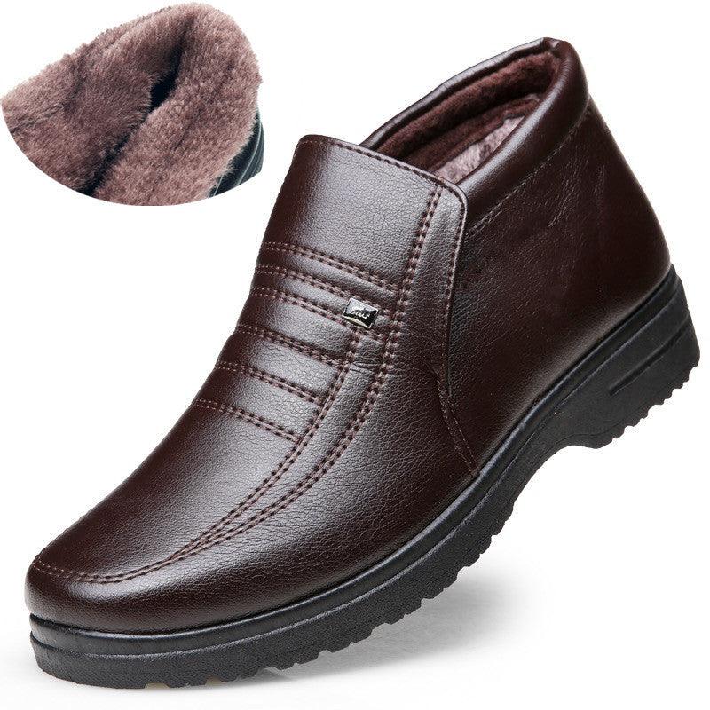 Plush Cotton Leather Shoes Men's Protection Snow Boots Casual Men's Shoes - Trendha