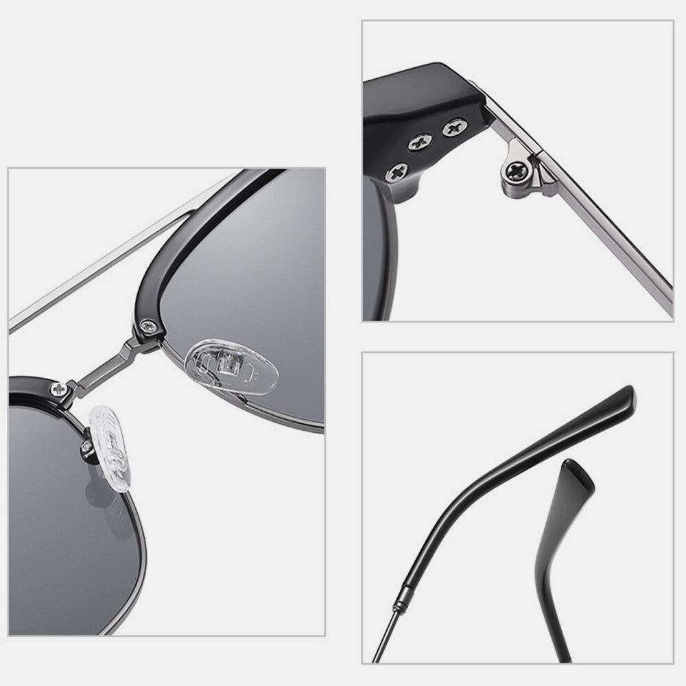 Men Super Light Oval Metal Full Frame Polarized UV Protection Sunglasses - Trendha