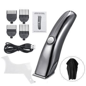1200mAh Men Professional Electric Hair Clipper USB Rechargeable Cordless Hair Trimmer Haircut Machine w/ Barber Shawl - Trendha