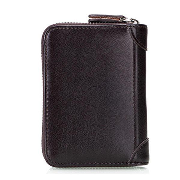 Large Capacity RFID Genuine Leather Men Women Casual Zipper Creddit Card Holder - Trendha