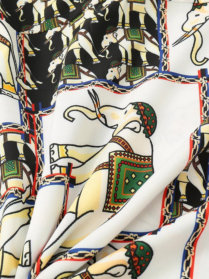 Mens Casual Elephant Print Lapel Ethnic Style Shirts - Trendha