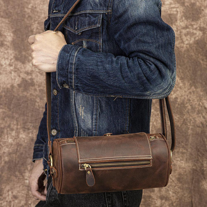 Men Genuine Leather Retro Fashion Adjustable Crossbody Bag Shoulder Bag - Trendha