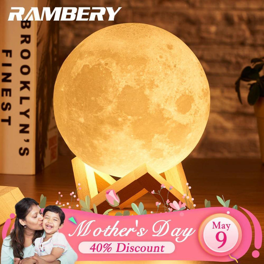 moon lamp 3D print night light Rechargeable 3 Color Tap Control lamp lights 16 Colors Change Remote LED moon light gift - Trendha