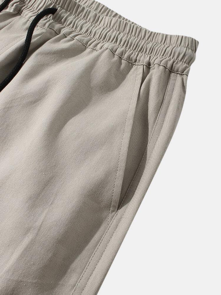Mens Solid Color Snap Patch Pocket 100% Cotton Jogger Pants - Trendha