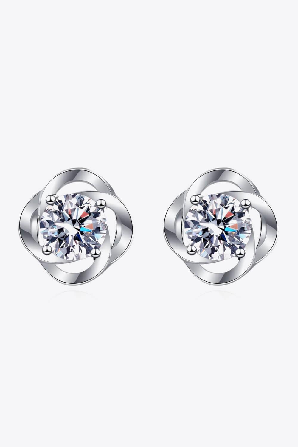 It's Your Day Moissanite Rhodium-Plated Stud Earrings - Trendha