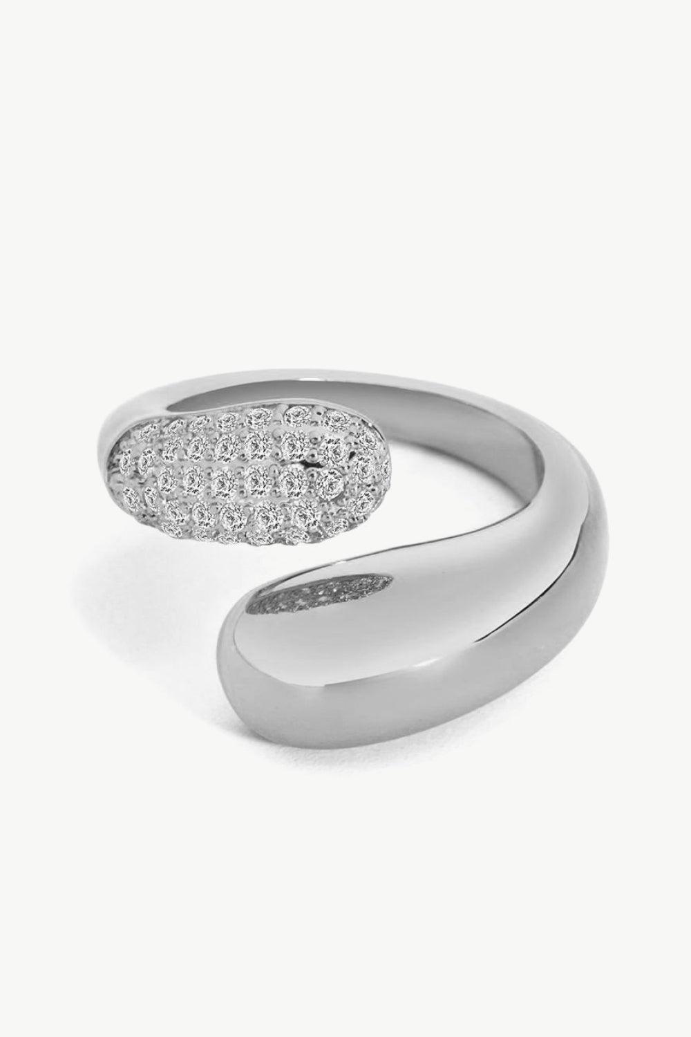Crystal Polished Bypass Ring - Trendha