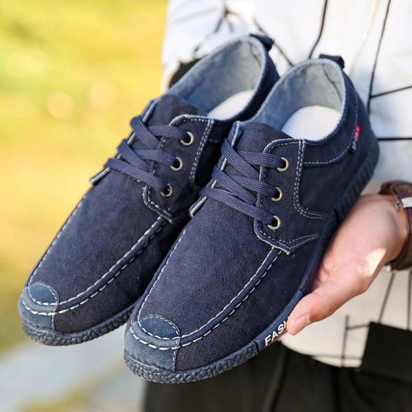 Mens Denim Cloth Flats Breathable Loafers - Trendha