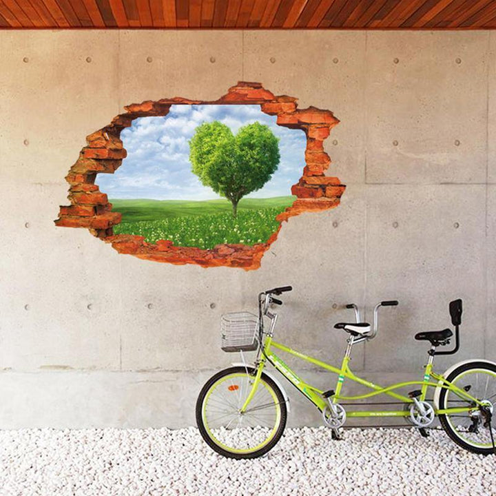 Miico Creative 3D Love Tree Scenery Broken Wall Removable Home Room Decorative Wall Decor Sticker - Trendha