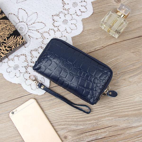 Women Stone Pattern Clutches Bags Double Zipper Long Wallet Card Holder 5.5'' Phone Purse - Trendha