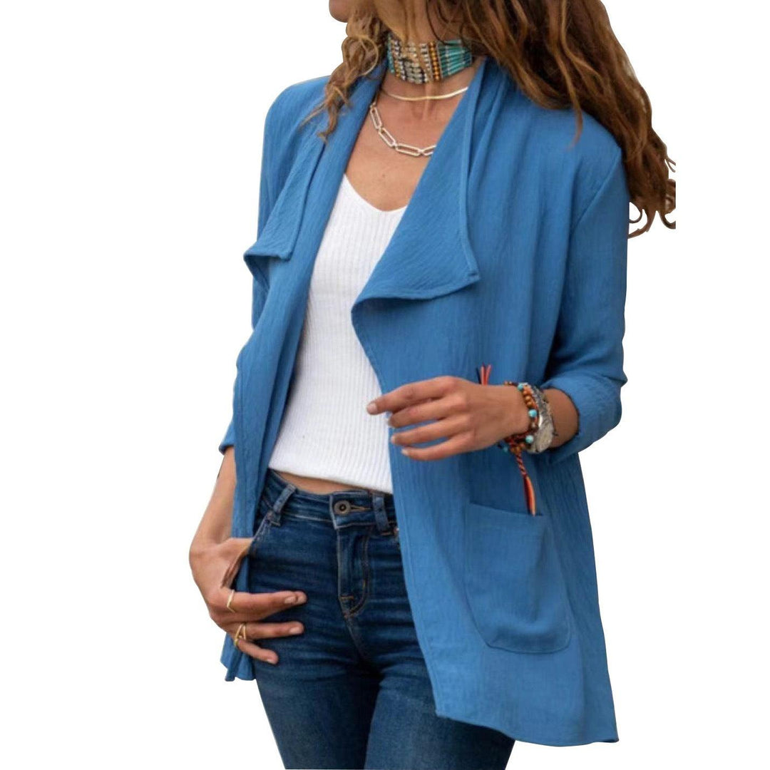 Women's Solid Color Long-sleeved Short Windbreaker Casual All-match Cardigan Jacket - Trendha