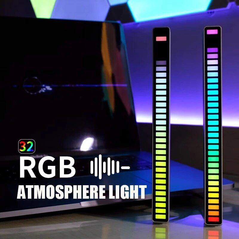 RGB USB Energy Saving Lamp Voice-activated Pickup Rhythm Light Car Ambient Lamp Music Atmosphere Light Game Light - Trendha