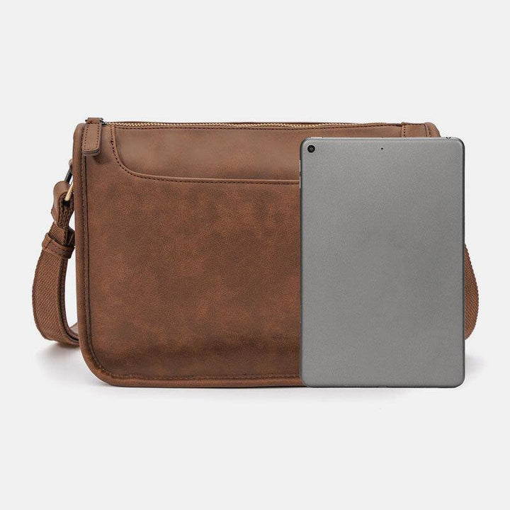 Men PU Leather Large Capacity Vintage 6.3 Inch Phone Bag Messenger Bag Crossbody Bags Shoulder Bag - Trendha