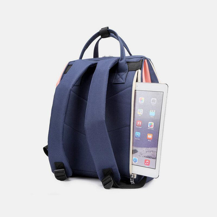 Women Oxford Patchwork Waterproof Anti theft Mommy Handbag Shoulder Bag Backpack - Trendha