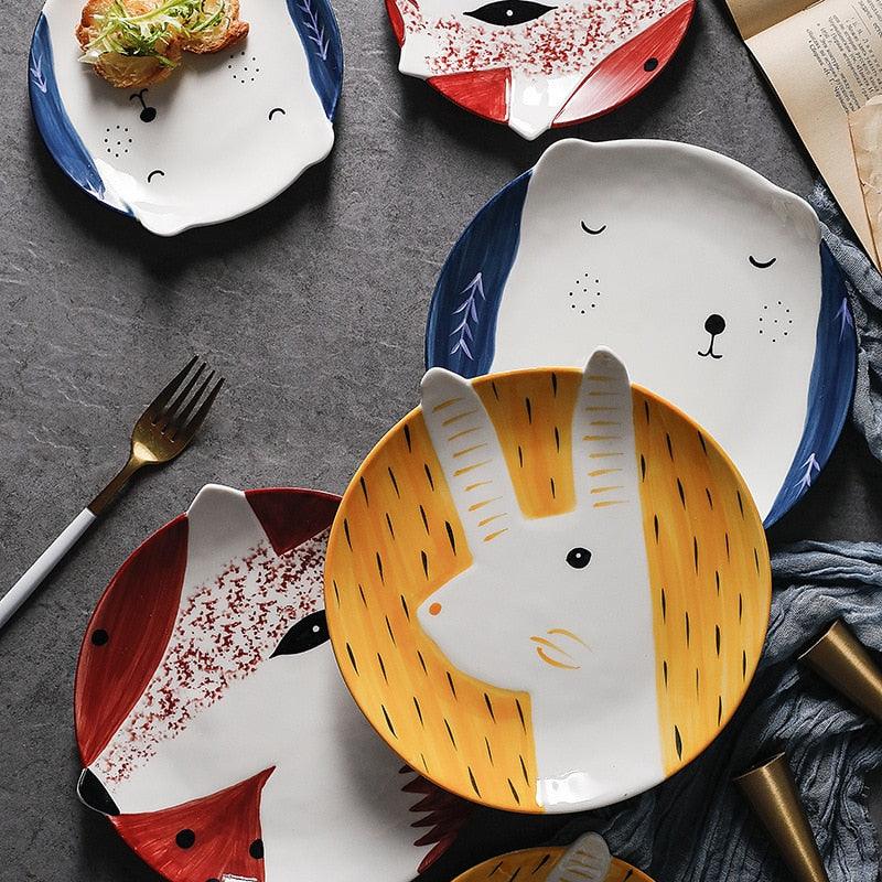 Cartoon Animal Patterned Ceramic Plate - Trendha