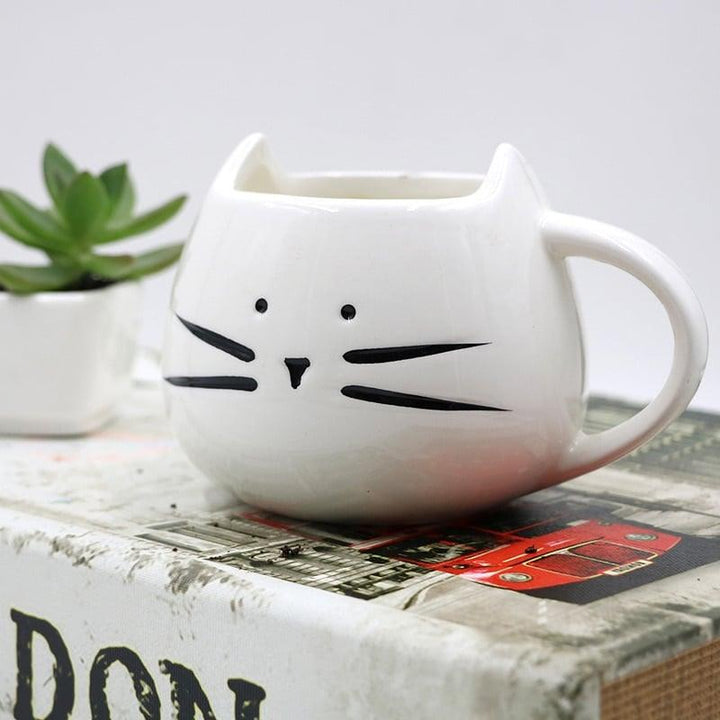 Cartoon Cat Shaped Coffee Mug with Spoon - Trendha