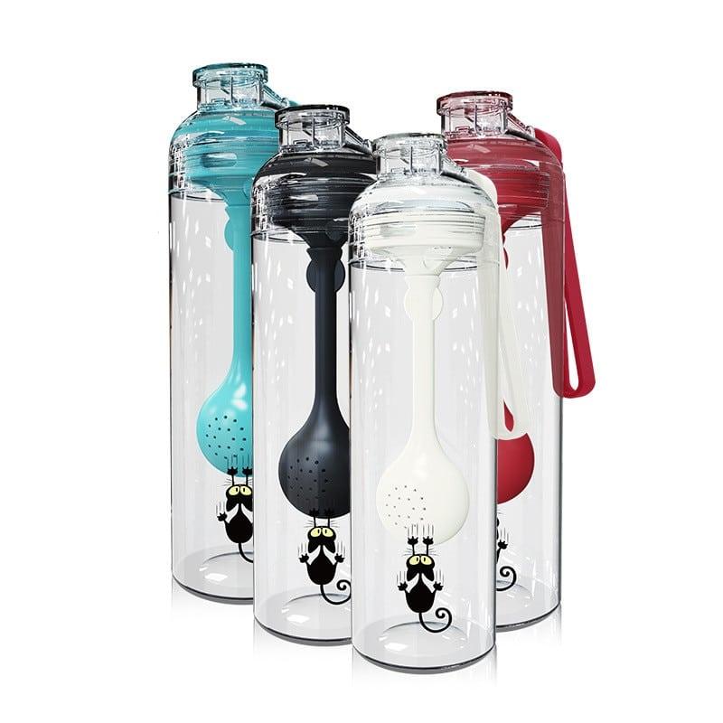 Cat Patterned Water Bottle with Fruit Infuser - Trendha