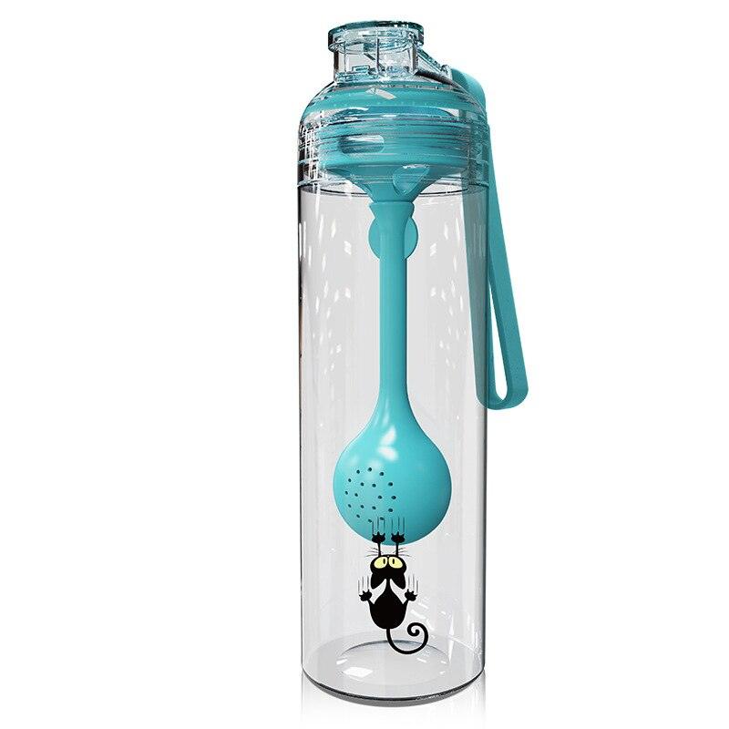 Cat Patterned Water Bottle with Fruit Infuser - Trendha