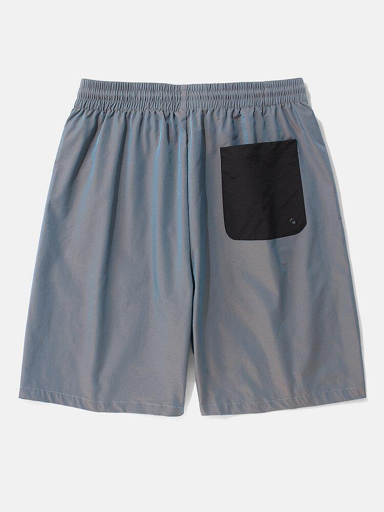 Mens Casual Elastic Waist Color Block Pockets Cargo Shorts - Trendha