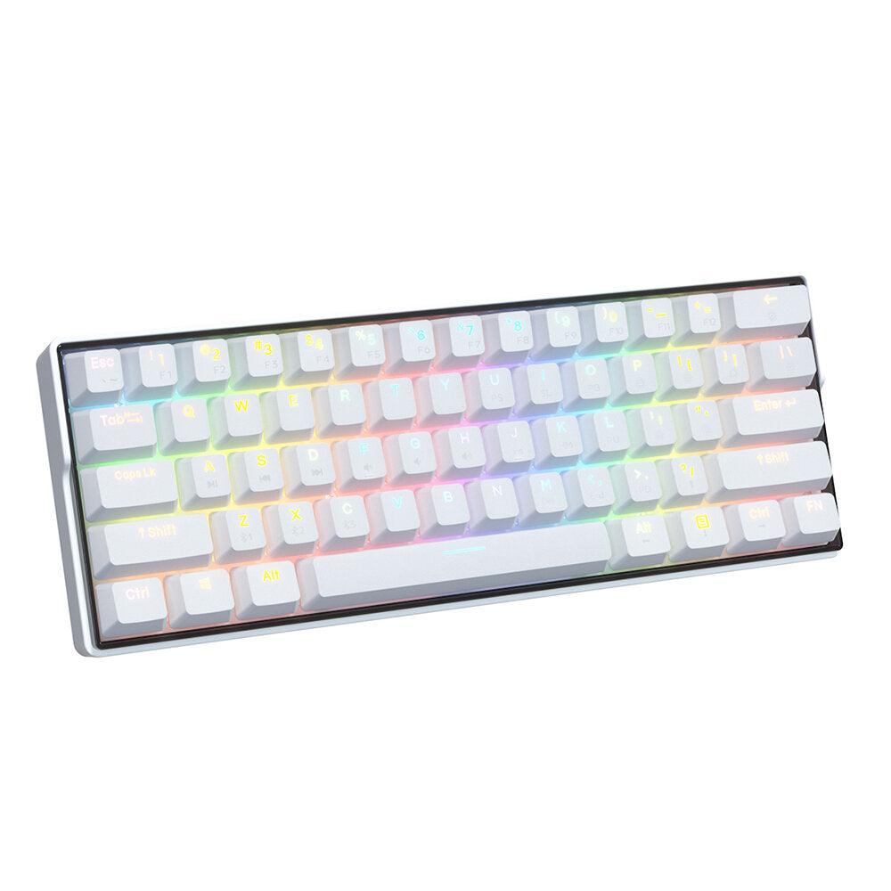 KEMOVE SnowFox 61 Keys Mechanical Gaming Keyboard 60% NKRO bluetooth 5.1 Type-C Dual Mode PBT Keycap Gateron Axis Switch Hotswappable Switches RGB Backlight Keyboard with Full Keys Programmable - Trendha