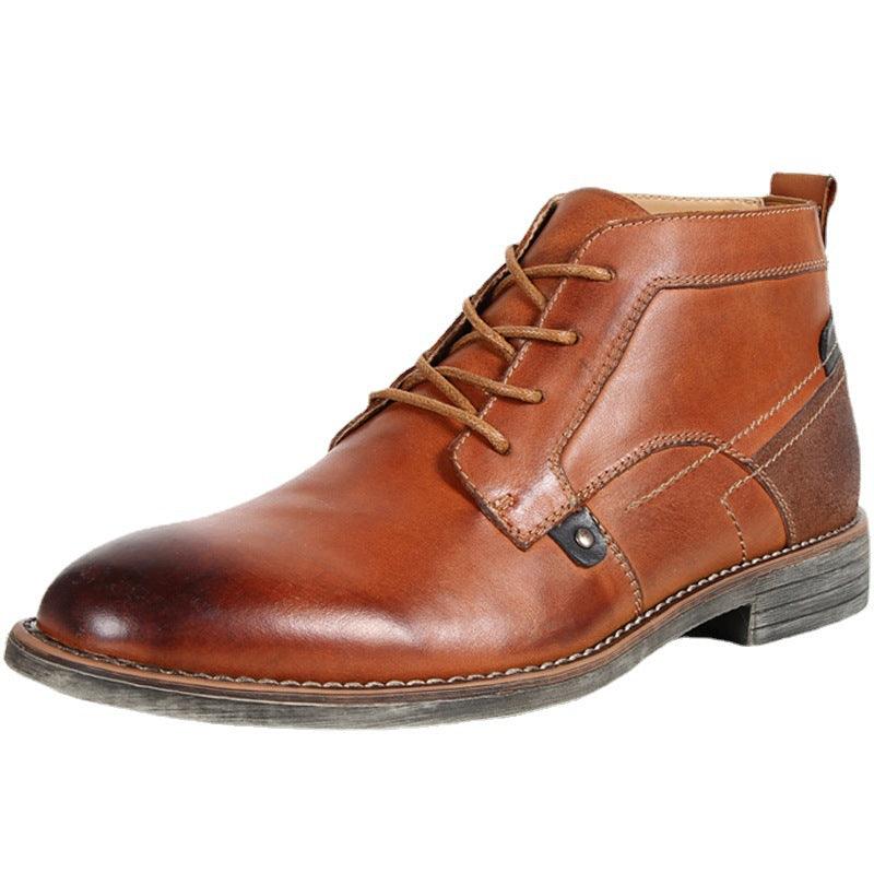 High-top Shoes Men's Desert Boots Toe Layer Cowhide - Trendha