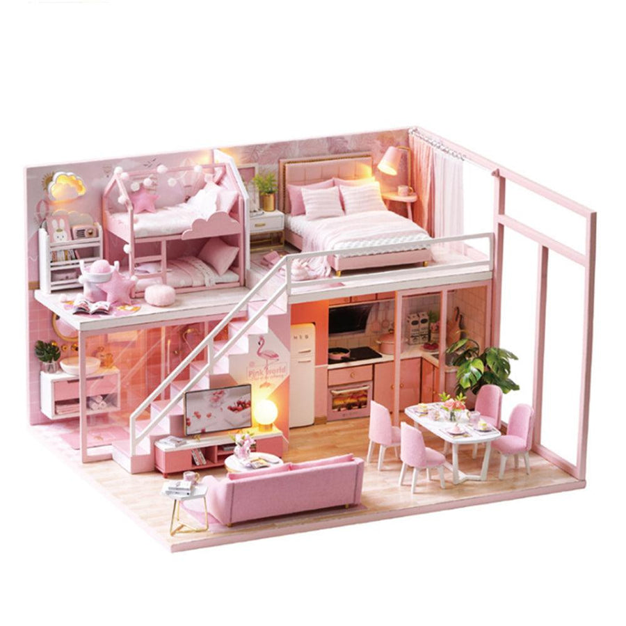 Creative DIY Handmade Assemble Doll House Miniature Furniture Kit with Music Movement LED Effect Dust Proof Cover Toy for Kids Birthday Xmas Gift House Decoration - Trendha