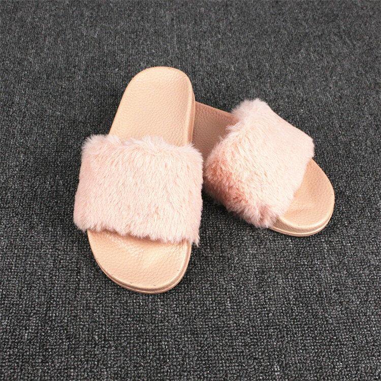Women Fluffy Solid Color Open Toe Comfortable Home Slippers - Trendha