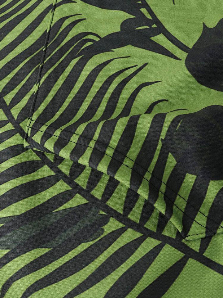 Mens All Over Tropical Plant Print Drawstring Hoodies With Kangaroo Pocket - Trendha