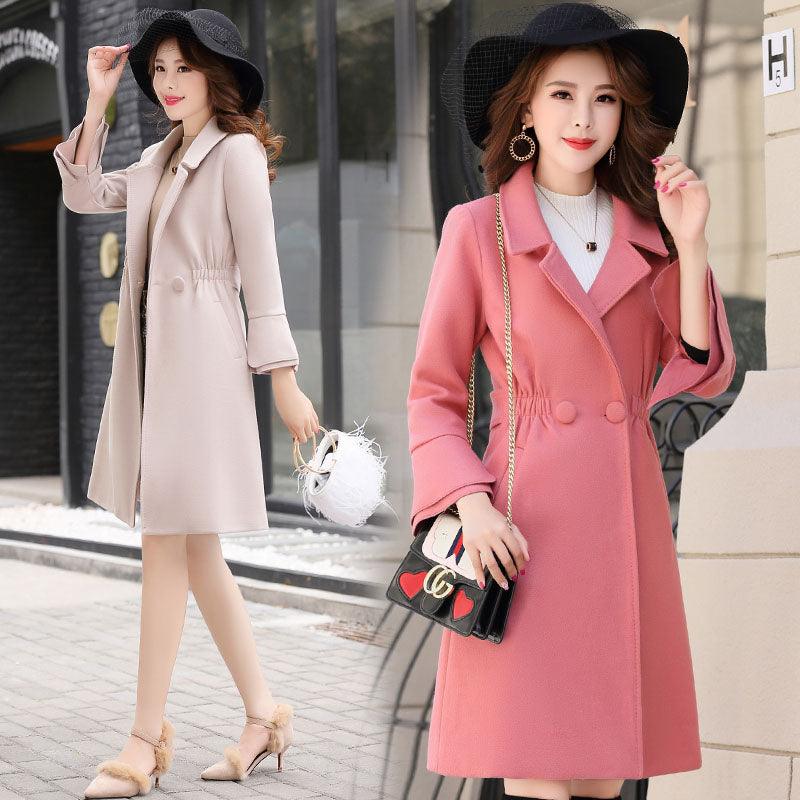Fashion split sleeves long polyester-blend coat coat