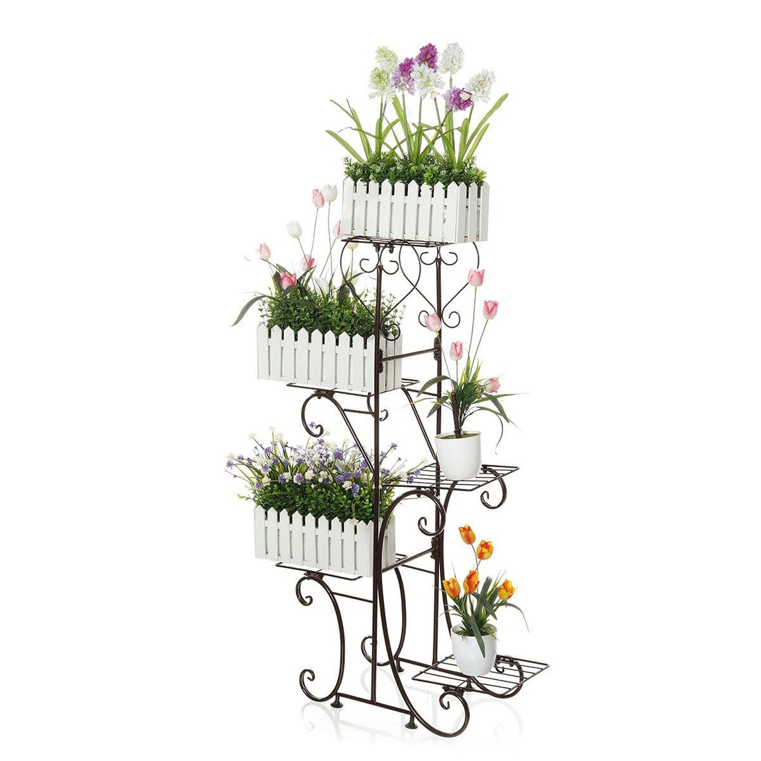 5 Tier Metal Plant Stand & Flower Pot Holder Garden Home Office Indoor Outdoor - Trendha