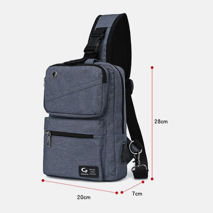 Men Large Capacity USB Chargeable Hole Headphone Hole Waterproof Chest Bags Shoulder Bag Crossbody Bags - Trendha