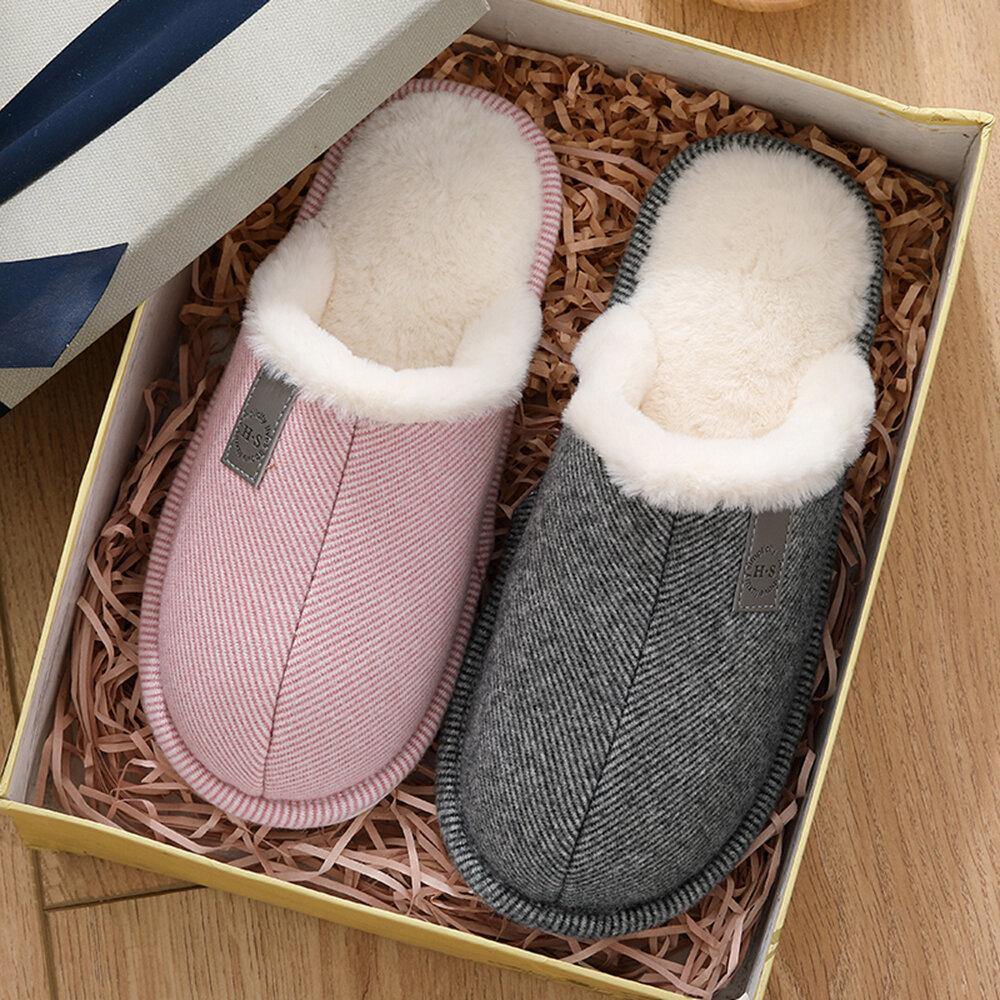 Women Casual Solid Color Closed Toe Flat Comfortable Warm Home Shoes - Trendha