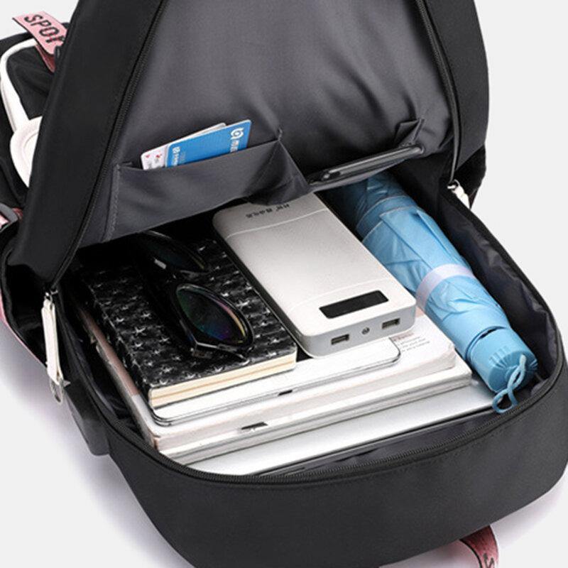Women Printing USB Charging Large Capacity Backpack Student School Bag - Trendha